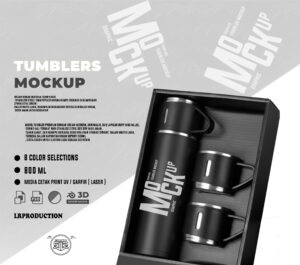 Mockup of tumblers in box