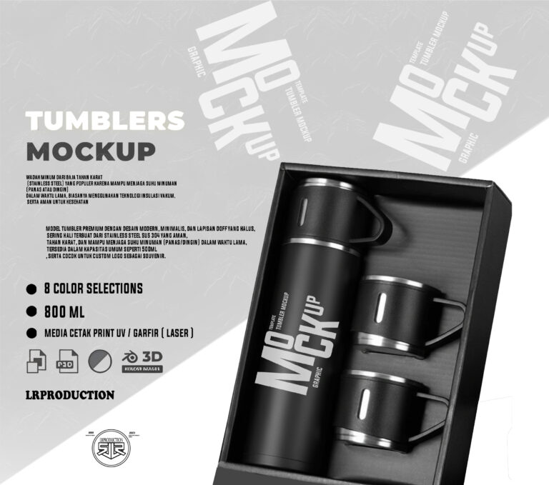Mockup of tumblers in box