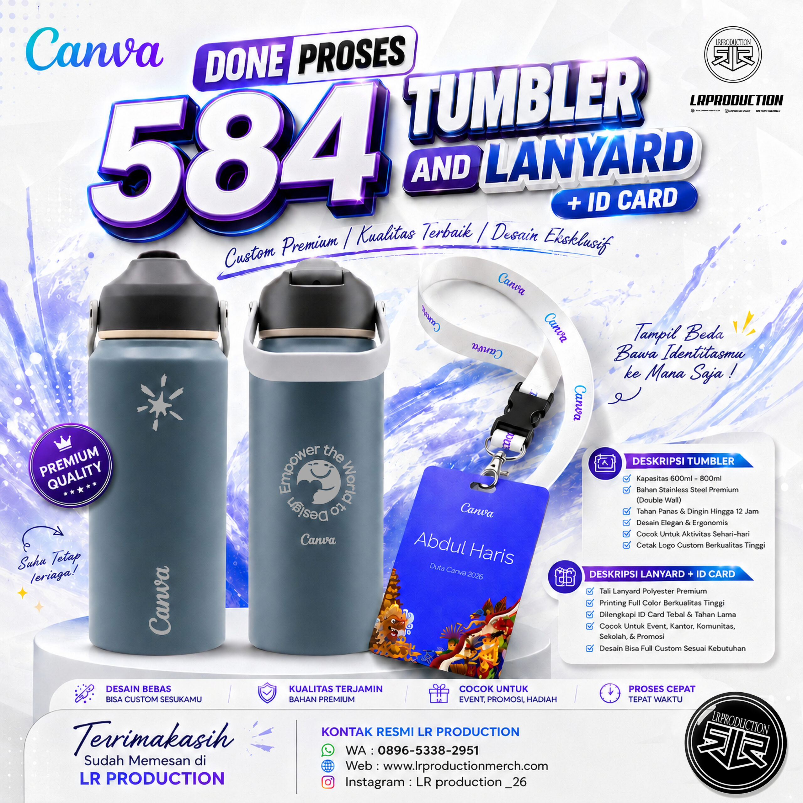 Kantor Canva Percayakan Produksi Tali Lanyard dan ID Card kepada LR PRODUCTION MERCH